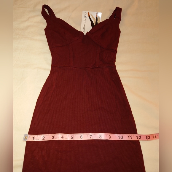 NWT Wine Baby Snatched NAKED WARDROBE BodyCon Midi Dress XS Burgundy Bustier xxs - Picture 6 of 9